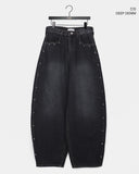 Benyl Stud Balloon Fit Washed Denim Long Pants