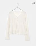 Gyuri Frill Bean Button Long Sleeve Cardigan