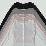 Slim Fit U-neck Long Sleeve Spring Summer Cardigan