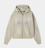 WASHED CROP HOOD ZIP-UP