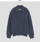 Central Rope High-Neck Knit Zip-Up