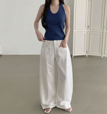 Halterneck Solid Cotton Blend Basic Fit Sleeveless