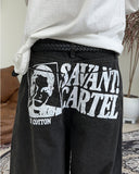 Servant Print Denim Pants