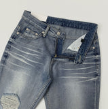 Catbrush Washing Ripped Jeans Semi-Bootcut Denim Pants
