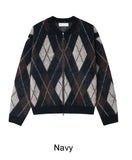 Ruel Argyle Mohair Knit Zip-Up