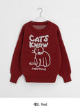 Diganne Cat Printing Over Knit
