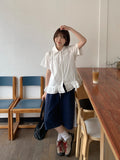 Seputte Shirring Frill Short Sleeve Blouse
