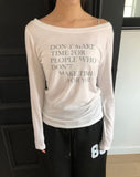 Dokken Lettering See-through Off-shoulder Long Sleeve T-shirt