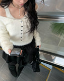 Kendi Angora Knit Sleeveless Cardigan