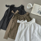 Luxury One Ribbon Strap Halter Neck A-Line Sleeveless Blouse