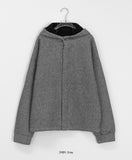 [unisex] Roeri High Neck Over Hood Ribbed Knit Cardigan