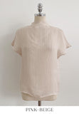Belloe Half-neck Pleated Short-sleeve T-blouse