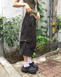 Toa Adjust Button Washing Pin Tuck Cargo Bermuda Pants