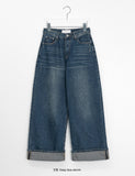 Podenki roll-up washing wide denim pants