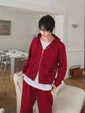 Ruby Damaged Sweat Hood Zip-Up