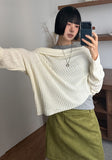 OFF-SHOULDER DRAPE HOOD KNIT