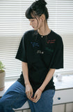 Draw Stitch Embroidered Short Sleeve Tee
