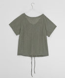 Soha U-neck Stripe Strap Short Sleeve Tee