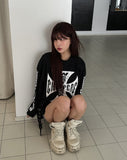 Coast Waffle Cross Lettering Long Sleeve