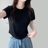 Modern Round Plain Short Sleeve T-shirt