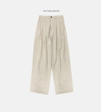 Bacheu Linen Two-Tuck Wide Banding Pants