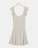 Meon Embossed Short Sleeve Flare One Piece