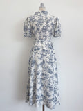 Luena Toile Flower Puff Long One Piece (Belt Set)