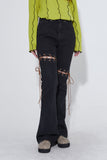 eyelet rope boots-cut denim