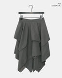 Viewi Suede Double Layered Flare Midi Skirt