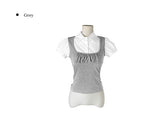 Mindum Fake Layered Shirring Bustier Puff Shirt