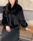 Kesura Shawl Collar Eco-Fur Mink Jacket