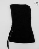 Tenu Two Button Hooded Knit Ribbon Strap Balaclava