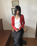 Amu See-through Ribbed Long Sleeve Cardigan