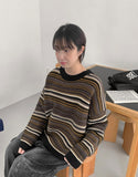 Haruku Stripe Mix Over Knit