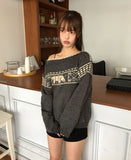 Irum Nordic One-Off Shoulder Loose Fit Long Sleeve Knit