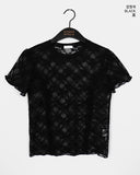 Puffy lace see-through frill t-shirt