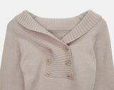 Oin Double Button Off-Shoulder Knit