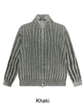 Terry Pigment Ribbed Knit Zip-Up