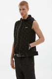 twin zipper dot hood vest