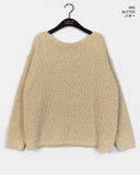 Mopin Thick Loose-Fit Boat Neck Off-Shoulder Knit