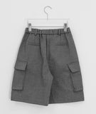 Hibelo Banding Wool Cargo Bermuda Pants