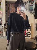 Lorins Velour Round Long Sleeve Tee