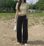 Gently Pintuck Summer Banding Long Wide Cotton Pants