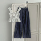 Purity Feminine Ribbon Sleeveless Blouse Vacation Look