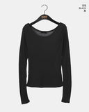 Carat Layered See-Through Tencel U-Neck T-shirt