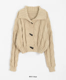 Beltin duffel cable crop collar cardigan