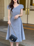 Seipi Double Button Puff Tweed Flare One Piece