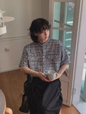 TOZ loose fit tweed half shirt