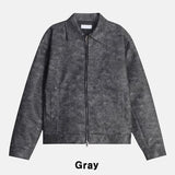 Gelon Oil Crop Leather Jacket