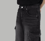 Black cargo denim trousers